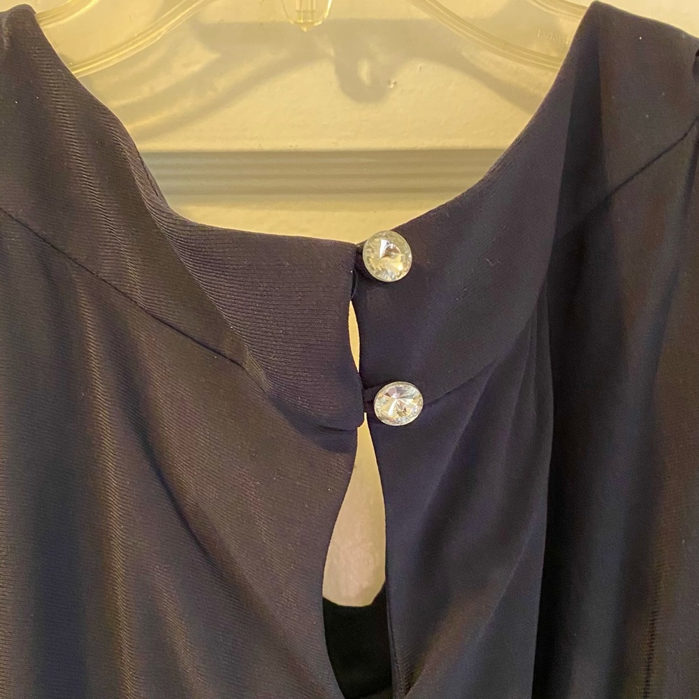 Xscape by Joanna Chen 18W - navy blue, neck embellishment, split sleeve - Picture 3 of 7
